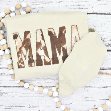 Custom Mama Cow Embroidered Sweatshirt | Mother's Day Gifts