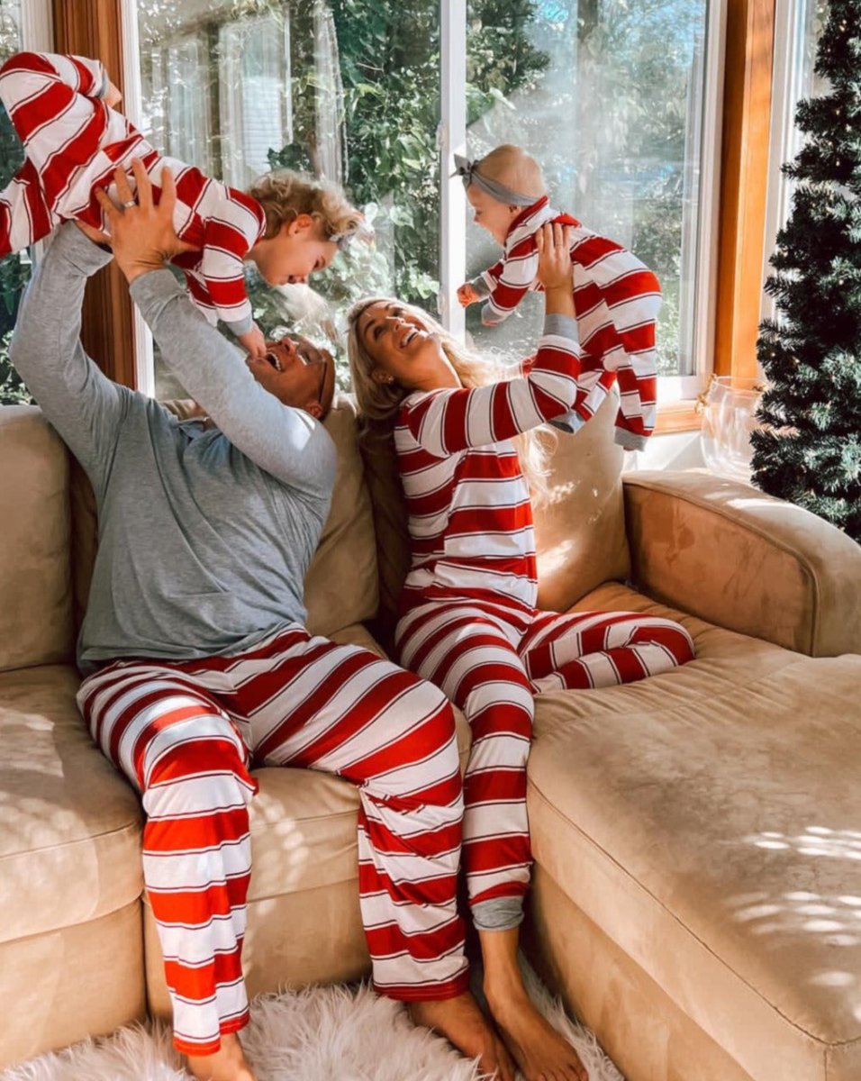 Pleasure Stripe - Family Matching Christmas Pajamas - Merryreindeer